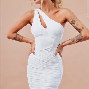 Chic One-Shoulder White Dress